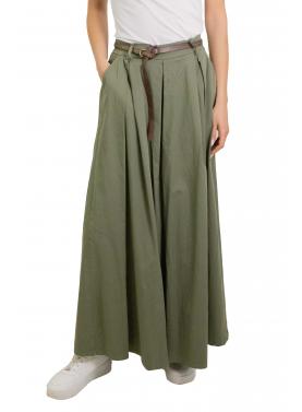 Pantagonna tinta unita leggero con cintura in cotone Elisa